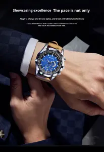 Montre pour homme en cuir d'affaires avec bracelet en <span class=keywords><strong>quartz</strong></span> et calendrier, montre classique, Reloj De Pulsera De Cuarzo Para Hombres - Product Image 5