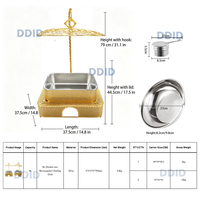 Ensemble de réchauds de buffet en acier inoxydable doré 8L pour restaurant et hôtel, chauffage à la vapeur, économie d'énergie, contrôle manuel de la température