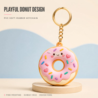 Ornements 3D amusants en forme de beignets, porte-clés de voiture et porte-clés en PVC, LOGO personnalisé du fabricant