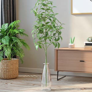 Brilliantart Plante Artificielle Feuillage d'Eucalyptus Vert <span class=keywords><strong>Tige</strong></span> Verte Branches d'<span class=keywords><strong>Olivier</strong></span> en Tissu/Plastique/Fil de Fer Résistant aux UV - Product Image 3