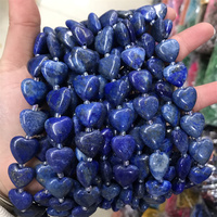 Hui piedra Natural forma de corazón cuentas facetadas 15*15mm lapislázuli cuentas de piedra para la fabricación de joyas