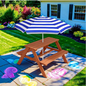 Children's Wooden Picnic <b>Table</b> Square Solid Wood Durable Outdoor <b>Activity</b> <b>Table</b> For Home Use - Product Image 1