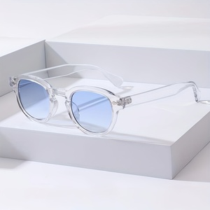 New Fashion Retro Round <strong>Sunglasses</strong> for <strong>Women</strong> Men Transparent Full Rim Frame <strong>Blue</strong> Lens UV400 Protection Trendy Eyewear - Product Image 2