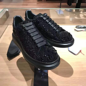 Black luxurious diamond-studded casual shoes, high-quality platform men's shoes, fashionable and trendy walking shoes - Product Image 6