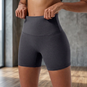 Shorts de Yoga para Mujer, Minimalistas, de Tela, Color Sólido, Cintura en V sin Costuras, Cintura Elástica, Cintura Alta - Product Image 3