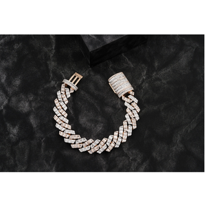 White Gold 15mm Baguettes Rounds Moissanite Diamond Studded <b>Bangle</b> GIA Certified Unisex High Quality Luxury Jewelry Gift Export - Product Image 1