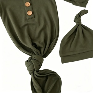 Vestido de Bambú Suave para Bebé, Mameluco de Dormir para Recién Nacido con Botones y Gorro - Product Image 2