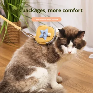 Set Harness Kulit Polos untuk Hewan Peliharaan, Tali Jalan-Jalan untuk Kucing dan Anjing, Set Harness dan Tali Jalan-Jalan untuk Hewan Peliharaan - Product Image 3