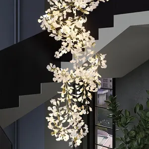 Yaratıcı Gingko yaprak şekli kolye ışık otel Villa oturma odası yemek odası büyük Modern lüks proje özel Led avize