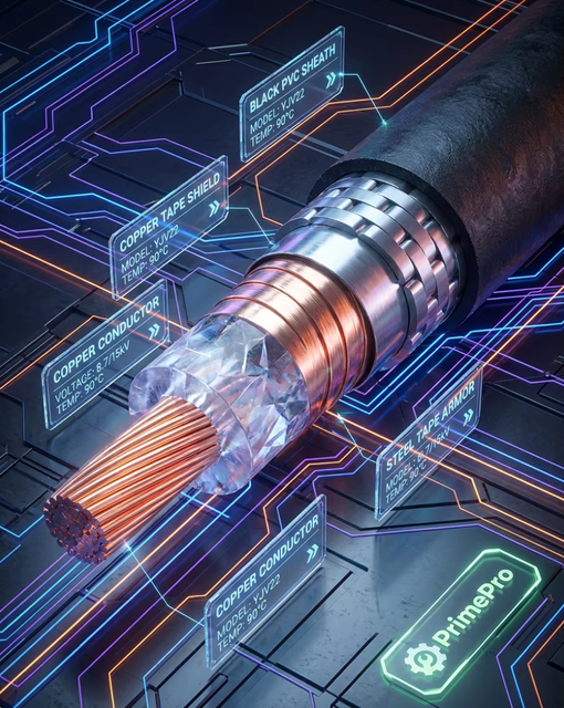 Medium Voltage Power Cable 8.7/15kV YJV22 XLPE Insulated Steel Tape Armored Underground Buried Grid Authority PrimePro