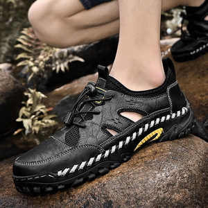 รองเท้าแตะแบบเย็บด้วยมือสำหรับผู้ชายรองเท้าปีนเขากลางแจ้งลุยน้ำรองเท้าเดินชายหาดกันกลิ่น - Product Image 5