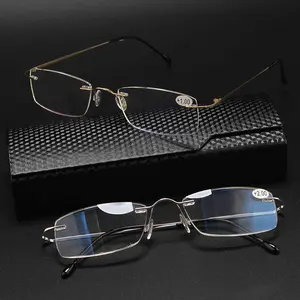 Fashion Anti Blue light Blocking Glasses Ultralight Beta Memory Titanium Rimless Resin Presbyopic Glasses Reading Glasses 2019 f