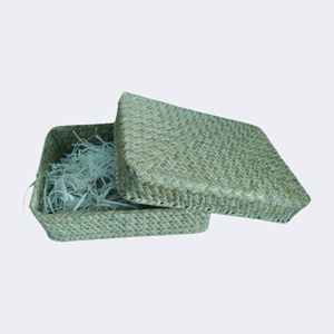 Woven Straw <strong>Box</strong> &amp; Seagrass Basket Gift Basket Handmade Basket Decor Earth Wedding Party Gift Popular for Use - Product Image 3