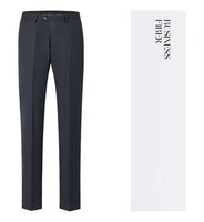Pantalon de Costume Homme Bleu Marine Tissu Sergé Extensible Poids Moyen Coupe Slim Formel Business Bureau