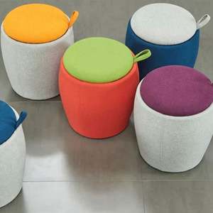 Cotton and Linen <b>Storage</b> <b>Stool</b> Bedroom Home Office Round <b>Storage</b> Bench with Movable Lid Taburete De Almacenamiento - Product Image 6