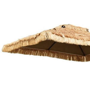 Parasol de plage imperméable à double couche avec cadre en fer et design romain en paille pour la plage et l'hôtel - Product Image 4