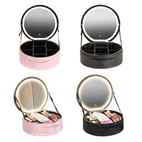 Trousse de Toilette et Maquillage de Voyage Multifonctionnelle en PU, Imperméable, avec Fermeture Éclair Refermable, Poignée et Compartiments, Style Vintage Brodé pour Femme
