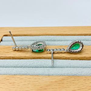 Pendientes de Esmeralda con Forma de Pera, Moissanita, Diamante de Laboratorio, Plata 925 para Mujer, Pendientes Largos, Plata de Ley 925 - Product Image 2