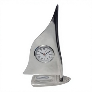 Reloj de Escritorio Moderno de Acero Inoxidable con Diseño de Velero, Silencioso, Funciona con Batería, Decoración de Mesa, Decoración de Mesa de Noche, Reloj Despertador Metálico para Regalos - Product Image 1