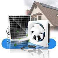 Ventilateur d'extraction mural solaire 20W personnalisable, étanche, sans balais, DC 12V, à deux roulements à billes, avec panneau solaire intégré
