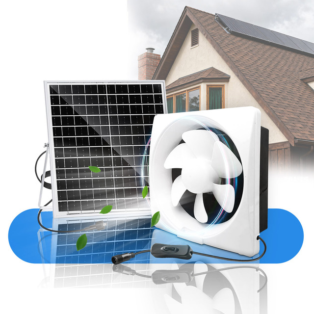 Wholesale Customizable Waterproof Brushless DC 12V Two Ball Bearing Solar Powered Wall Mounted 20W Solar Panel Exhaust Fan Shade