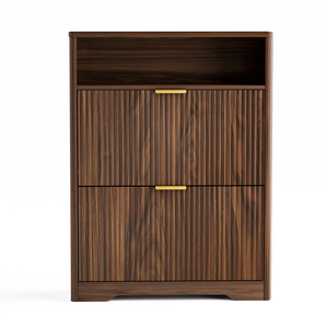 Solid Wood Modern <b>Shoe</b> Cabinet <b>Storage</b> Entryway Hidden <b>Shoes</b> 2 Flip Drawers Tall Free Standing <b>Shoe</b> Organizer <b>Rack</b> Foyer - Product Image 1