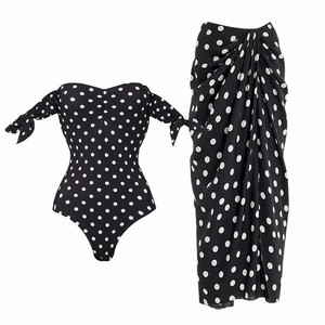 <span class=keywords><strong>Maillot</strong></span> <span class=keywords><strong>de</strong></span> <span class=keywords><strong>bain</strong></span> une pièce sexy à pois avec paréo, patchwork, body, tenue <span class=keywords><strong>de</strong></span> plage, <span class=keywords><strong>maillot</strong></span> <span class=keywords><strong>de</strong></span> <span class=keywords><strong>bain</strong></span> femme, épaules dénudées - Product Image 1