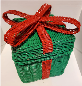 Boîte-cadeau en rotin d'osier blanc vert rouge réutilisable et écologique pour Noël, Pâques, Anniversaire, Baby Shower - Product Image 5