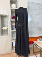 Robe longue de soirée Mexizo personnalisée avec perles, style Abaya musulmane, vêtement islamique en polyester pour femmes