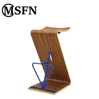 Tabouret de bar moderne et durable en bois courbé, avec structure en acier allié peint, sans accoudoirs, hauteur de comptoir, pour usage domestique et commercial