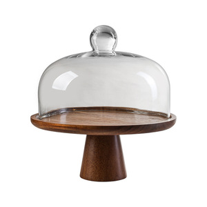 Plateau à gâteau avec couvercle, support rotatif en bois pour desserts, pour fêtes et présentations à domicile, couleur unie, forme ronde - Product Image 5