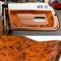 Pegatina Decorativa para Interiores de Automóviles de 0.3*50m, Película de Grano de Madera Simulada con Efecto Ojo de Pájaro, Superficie Brillante y Gruesa, Calcomanía para Modificación de Interiores de Automóviles