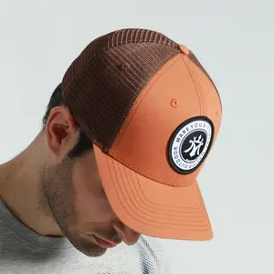 Gorra de camionero clásica con etiqueta tejida personalizada, gorra de malla Lisa ajustable con etiqueta, fabricante de gorra, de la colección de 112