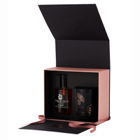 Coffret cadeau en carton noir avec diffuseur de bougies et roseaux, boîte d'emballage personnalisée, boîte à bougies en lin de luxe