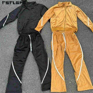 Ensemble survêtement coupe-vent deux pièces personnalisé pour homme avec fermeture éclair en nylon, veste et pantalon de jogging, fonctionnalité maternité - Product Image 1