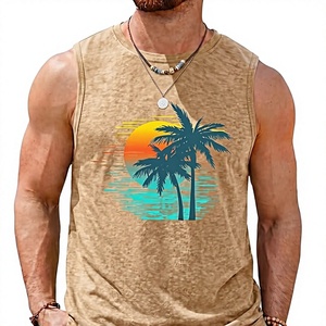 Camiseta sin mangas de poliéster para hombre, cuello redondo, informal, transpirable, de punto, de secado rápido, con estampado por transferencia térmica - Product Image 1