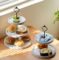Support à dessert en bois de style européen créatif, plateau à gâteau rustique à 2 et 3 niveaux, plateau de service décoratif pour table de dessert
