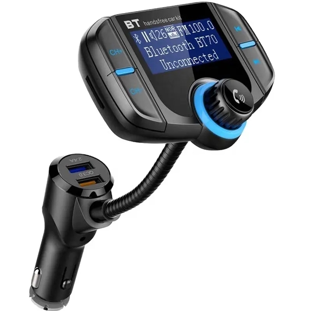 2023 HG Bt70 Car Bluetooth-compatible Mp3 Player Large Screen Dual Usb Card Cigarette Lighter Fm Transmitter