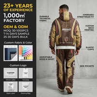 Conjunto Deportivo Estructurado para Hombre Estilo Napoleón, Chaqueta de Algodón Twill, Pantalones Anchos, Traje Urbano Pioneer de Primera Calidad