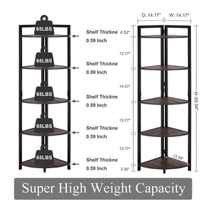 Musu <strong>Rustic</strong> Tall <strong>Corner</strong> <strong>Shelf</strong>, Industrial <strong>Corner</strong> Bookshelf for Living Room, Wood and Metal <strong>Corner</strong> Plant Stand for Home Office - Product Image 2