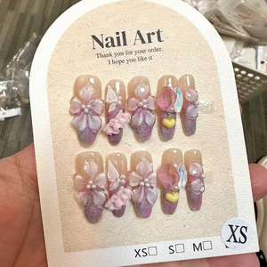 <span class=keywords><strong>Faux</strong></span> Ongles 3D Fleur de Glace Faits Main Effet Brillant Qualité Supérieure Réutilisables pour Usage Quotidien et Soirées - Product Image 1