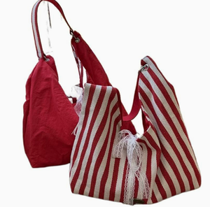 Bolso de Hombro de Lona a Rayas para Mujer PEIQUAN, Bolso <span class=keywords><strong>Tote</strong></span> Reversible con Patrón de Letras, Bolso de Gran Capacidad para Estudiantes - Product Image 5