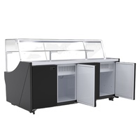 Réfrigérateur de présentation de viande pour supermarché et restaurant, refroidisseur d'air, congélateur inférieur, multi-étagères, intégré, présentoir de nourriture pour traiteur
