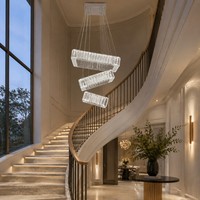 Lustres et suspensions pour la maison, le salon, la salle à manger, l'hôtel, décoration de plafond, hauteur réglable, cristal carré