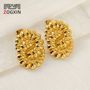 ZOGXIN Gold Geometric Stud Earrings For Women Party Fashion Jewelry Stainless Steel Earrings ZG1513 - Product Image 1