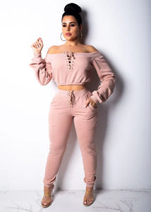 Dropshipping Hot Sale Boutique Long Sleeve Top Pants Outfits Two Piece Set Women <strong>Clothing</strong> - Product Image 5