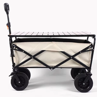 Chariot pliant de camping extérieur de roue pneumatique de cadre en acier avec la table