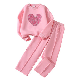 Completo da Ragazza Stile Europeo-Americano 2026 Nuovo Set Due Pezzi Casual con Maglione a Maniche Lunghe e <span class=keywords><strong>Pantaloni</strong></span>, Stile Coreano con Cuori, per la Primavera - Product Image 5