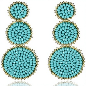 Pendientes de Perlas Geométricas Rojos, Azules y Blancos, Estilo Bohemia, para Mujer, para Fiestas, Bodas, Regalos, Joyería, Accesorio de Moda - Product Image 5