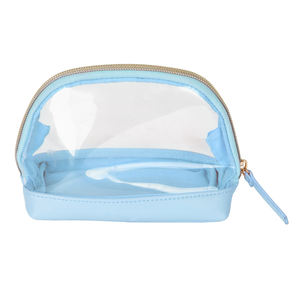 Bleu petite coquille transparente fermeture éclair lettre motif mode femmes voyage maquillage articles de toilette sac de rangement Portable sac cosmétique - Product Image 1